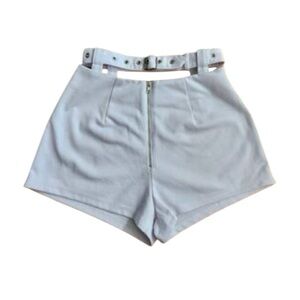 Millau | High Waist Cut Out Belt Shorts in White Size 10